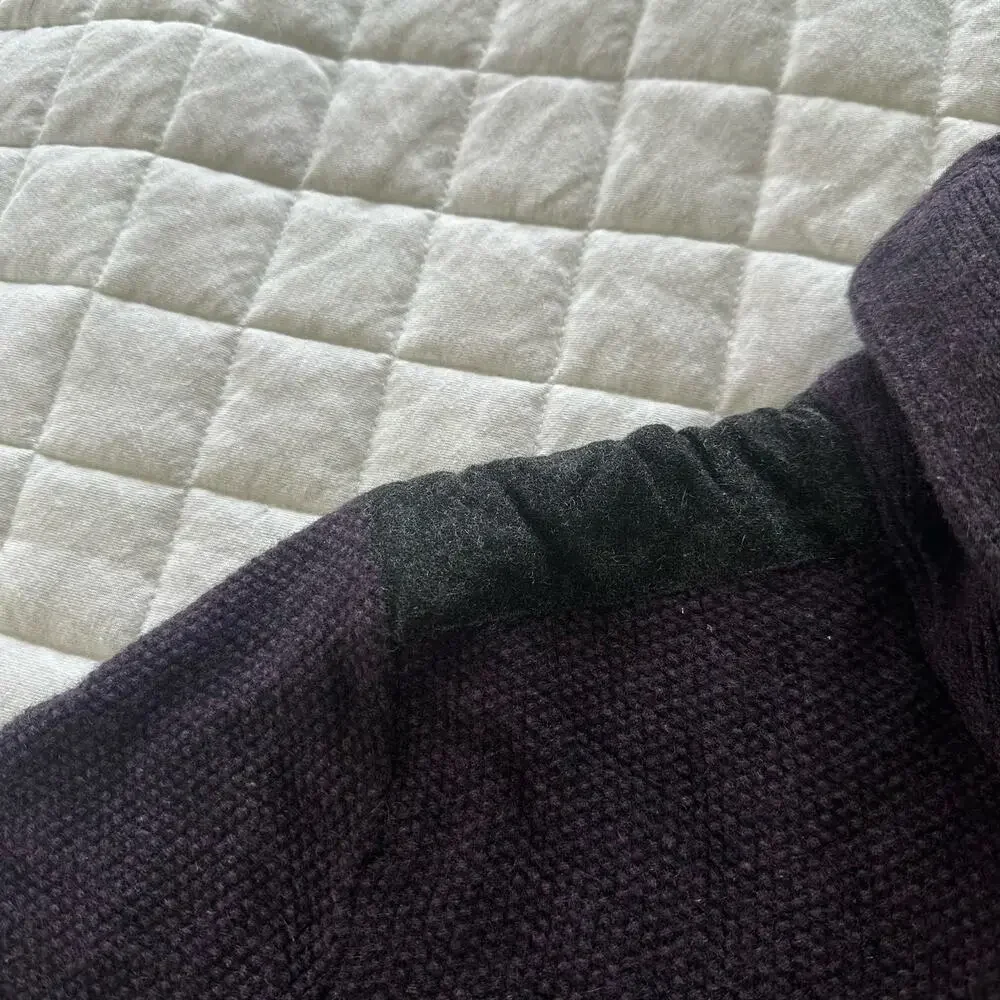 Banana Republic Sweater Mens Dark Purple Shawl Collar Wool Blend Shoulder Patch